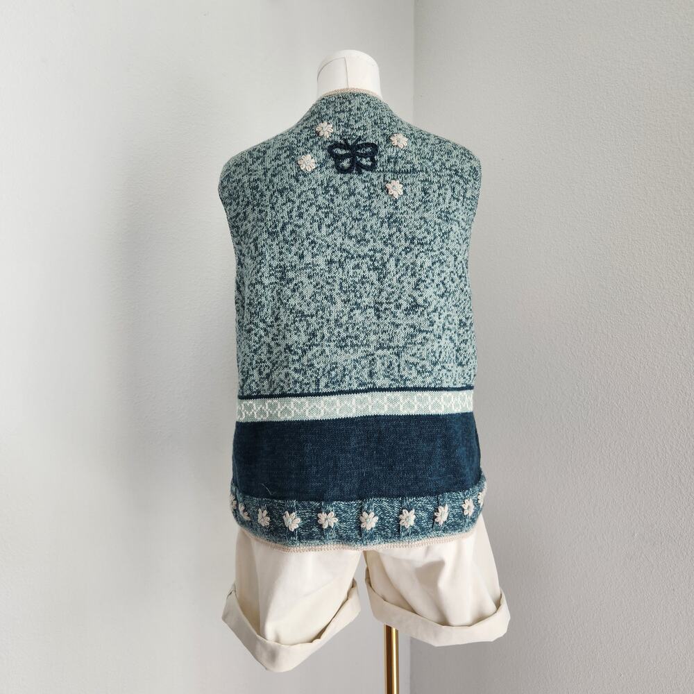 Vintage Y2K Embroidered Floral Sweater Vest Cottagecore Christopher & Banks L XL - Picture 4 of 7